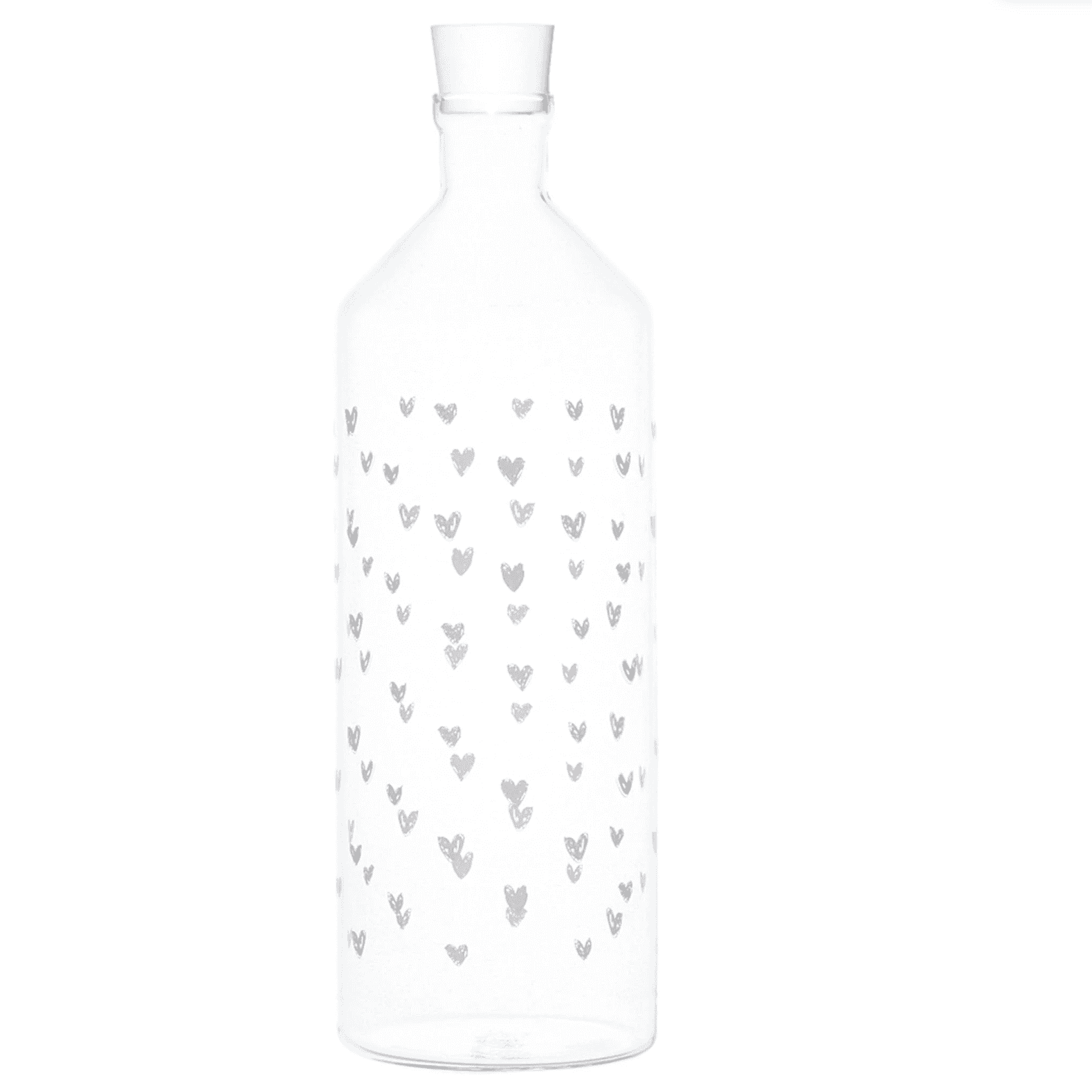 Immagine principale di Bottiglia in vetro borosilicato Tappezzata di Cuori con tappo 1400 ml | Simple Day