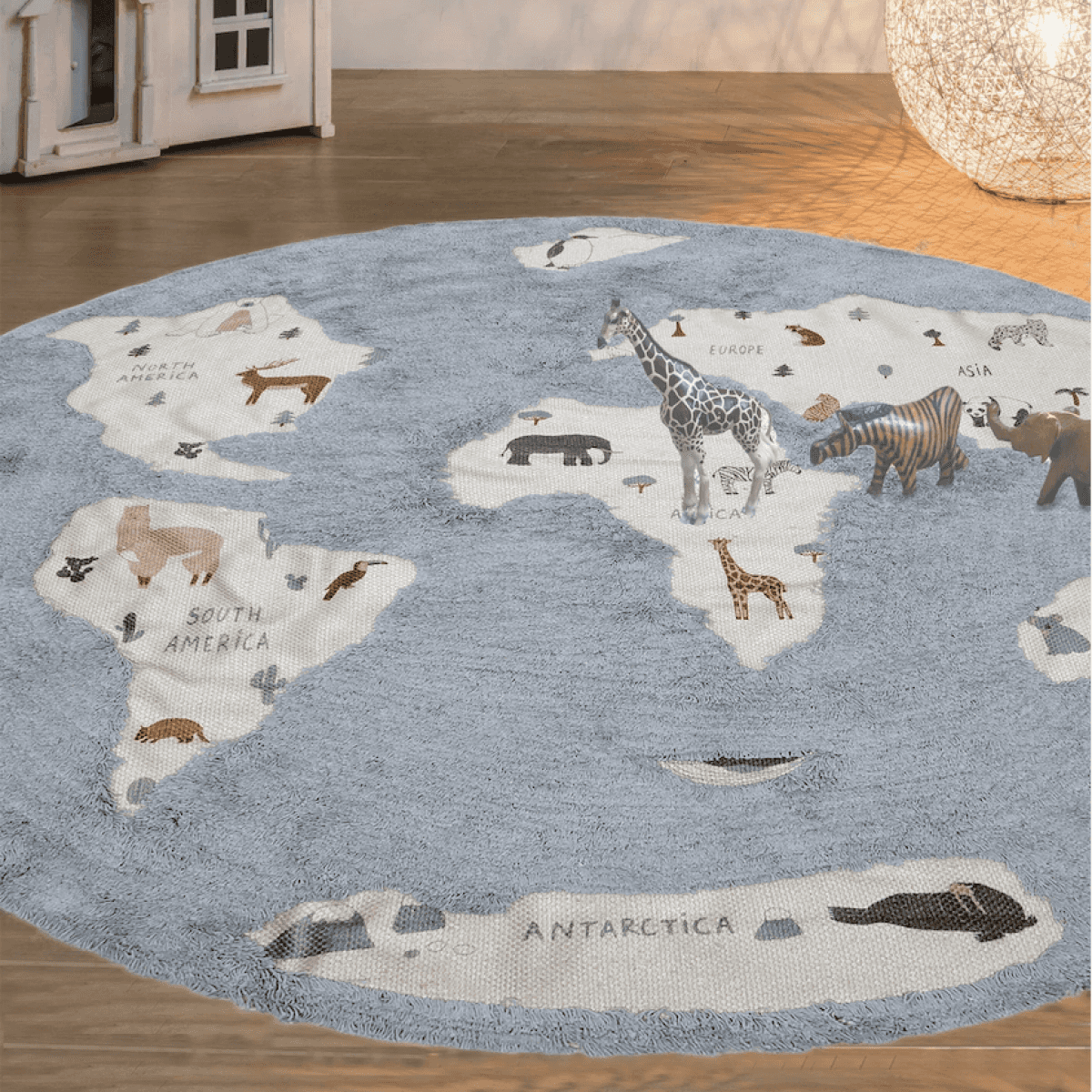 Immagine del prodotto Tappeto Rotondo per bambini Mappa del Mondo ø 140 cm (2 Colori) | AFK Living