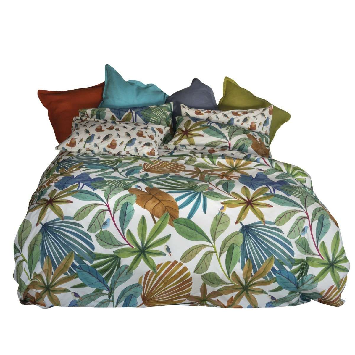 Immagine del prodotto Completo Letto Singolo Mindo Birds in Percalle di Cotone | Tessitura Toscana Telerie