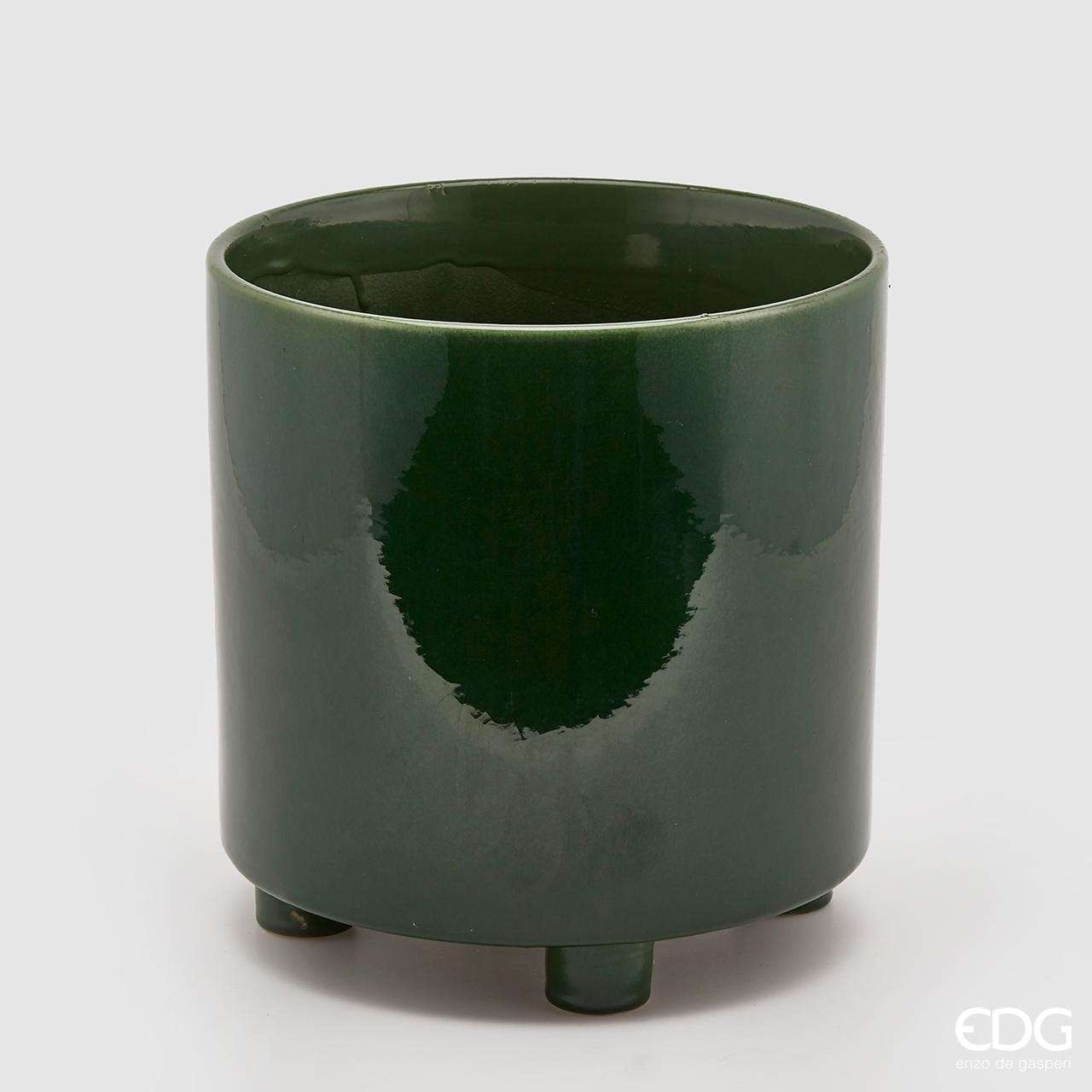 Immagine principale di Vaso da Pianta Chakra in Ceramica Verde Bottiglia h 28 x d 20 cm | EDG Enzo De Gasperi