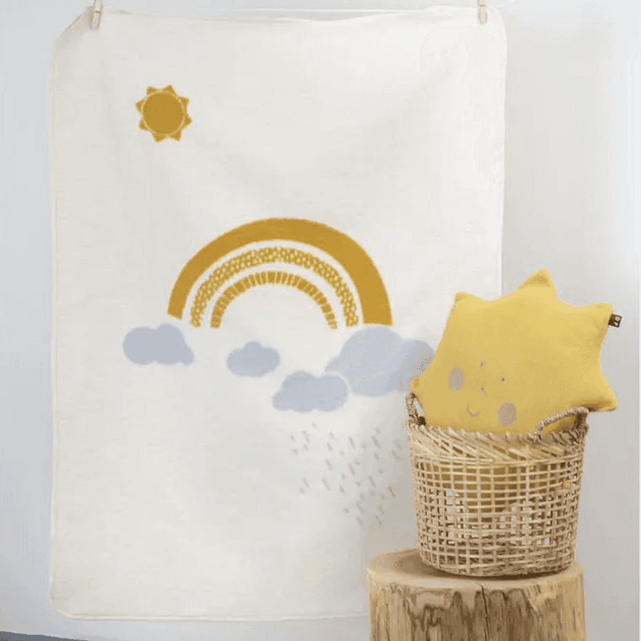 Immagine principale di Copertina Baby Maja Rainbow in Cotone organico GOTS Double Face 75x100 cm | David Fussenegger