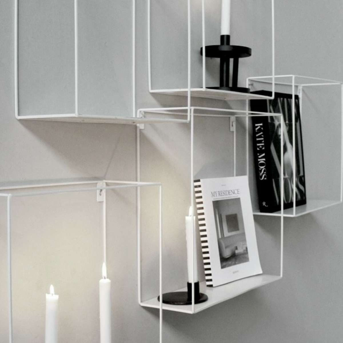 Immagine del prodotto SET 3 Mensole Quadrate da Parete in Metallo Bianco | Storefactory