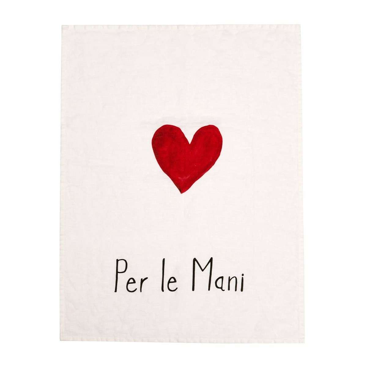 Immagine del prodotto Strofinaccio in Lino Per le Mani decoro Cuore Rosso No Stiro | Simple Day