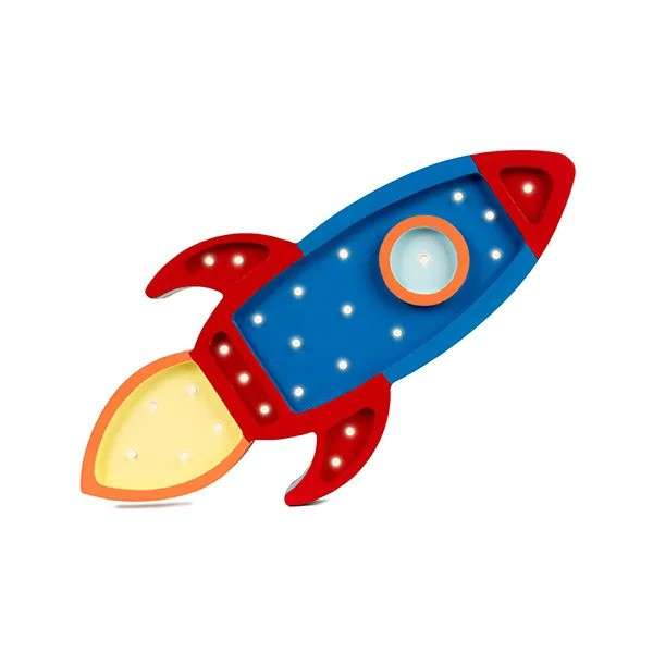 Immagine principale di Lampada in Legno Space Rocket Navy/Red | Little Lights