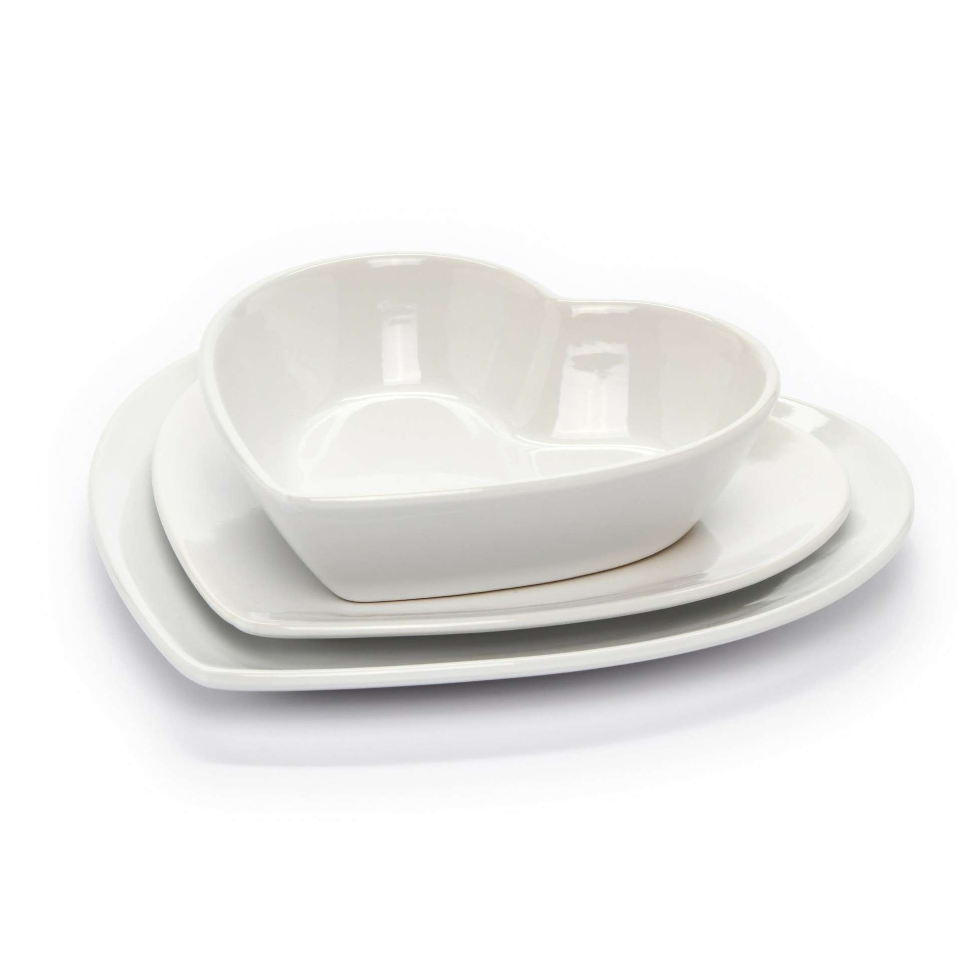 Immagine principale di Piatti Sfusi a forma di Cuore in Ceramica Bianca | Nuvole di Stoffa