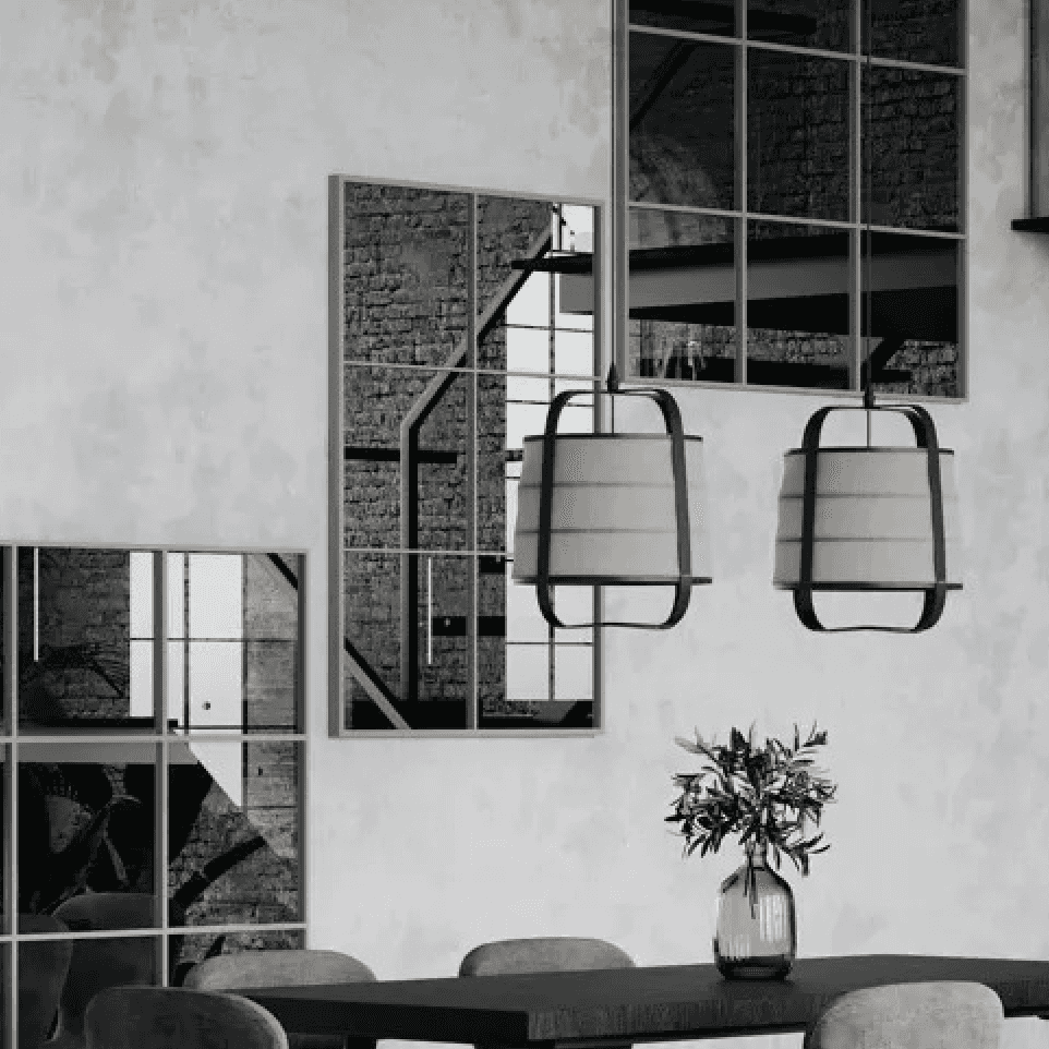 Immagine principale di Specchio 6 Partizioni metallo Grigio 80x3,5x118 cm | Pomax Home Collection