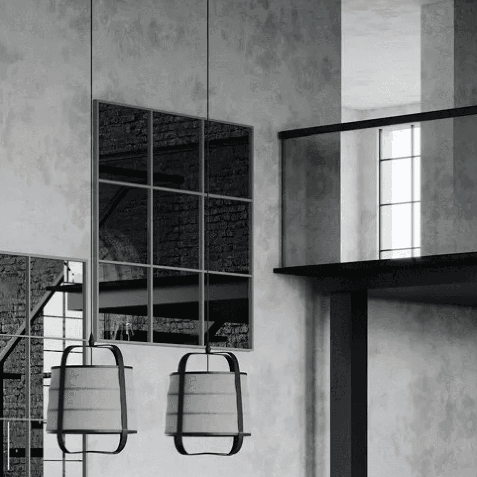 Immagine principale di Specchio 9 partizioni metallo Grigio 118x3,5x118 cm | Pomax Home Collection