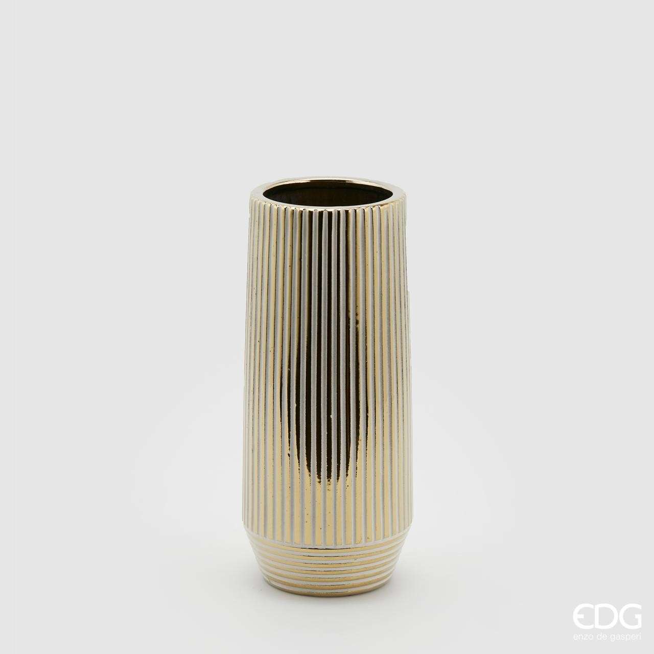 Immagine principale di Vaso a Righe in Ceramica Oro (2 misure) | EDG Enzo De Gasperi