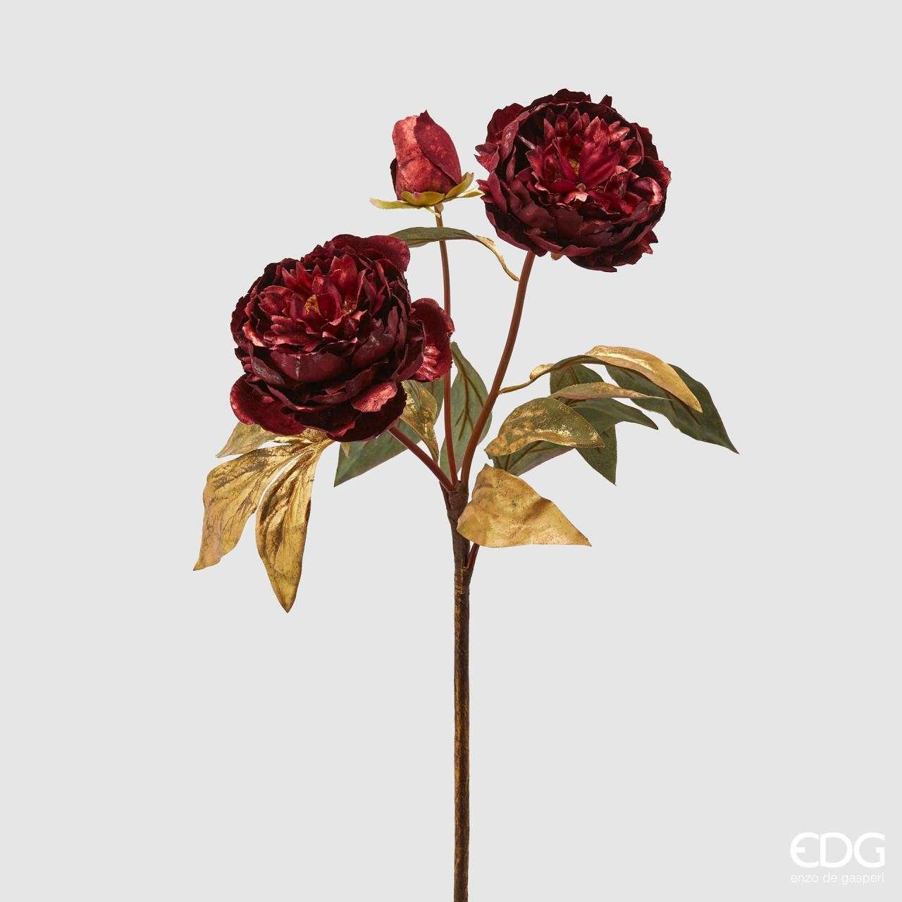 Immagine principale di Ramo di Peonia Bordeaux Artificiale h 60cm | EDG Enzo De Gasperi