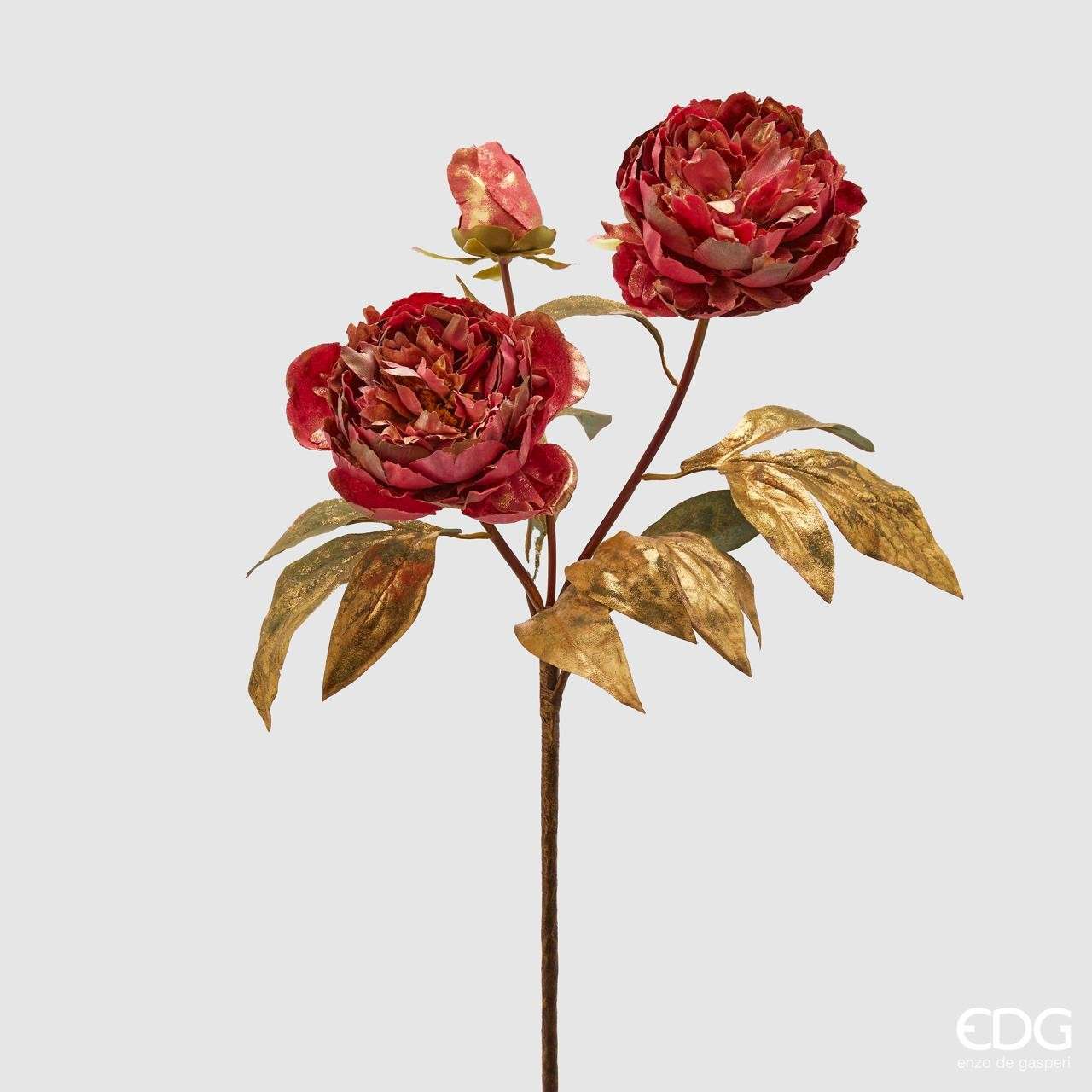 Immagine principale di Ramo di Peonia Rosso Artificiale h 60cm | EDG Enzo De Gasperi