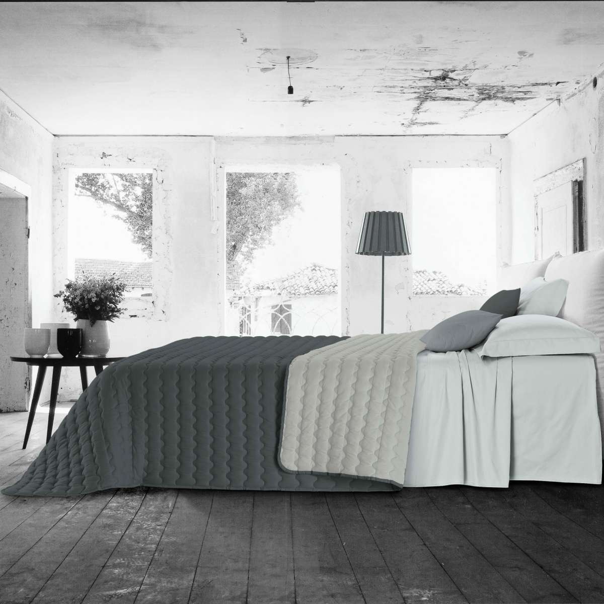 Immagine variante Grigio Perla/Antracite - Trapunta Invernale Una Piazza e Mezza Acapulco Bicolor in Microfibra | Pietro Zanetti Home