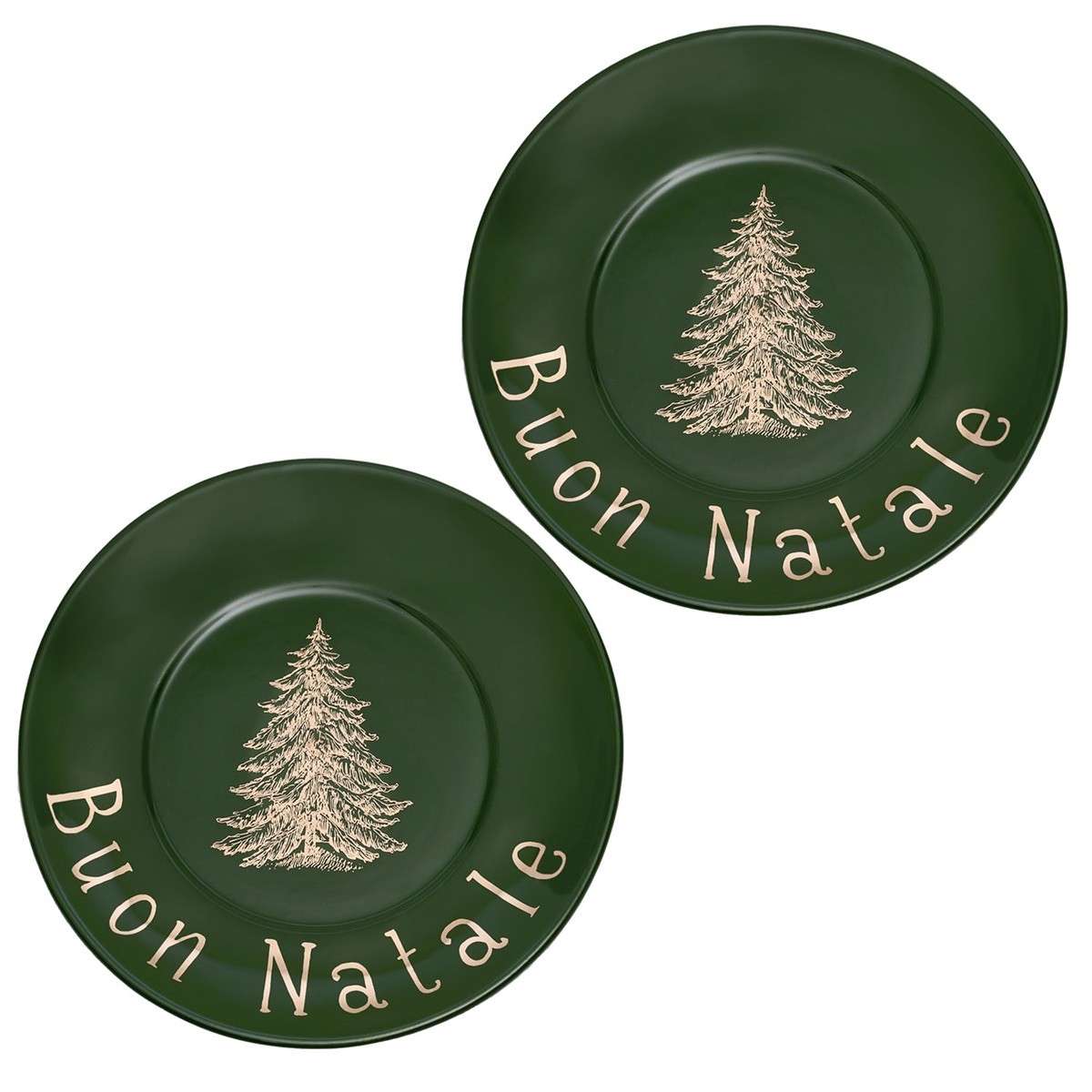 Immagine principale di Set 2 Piatti Verdi Natalizi Buon Natale  21 cm | Simple Day
