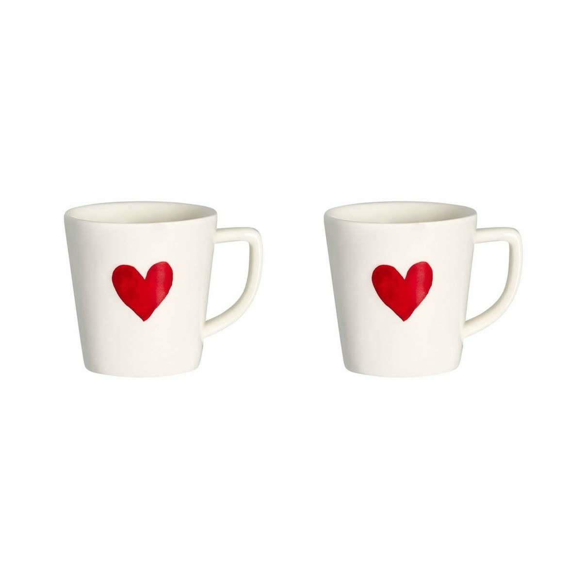 Immagine del prodotto Set 2 Tazzine Espresso in Ceramica Cuore Rosso 5.5xh6 cm | Simple Day