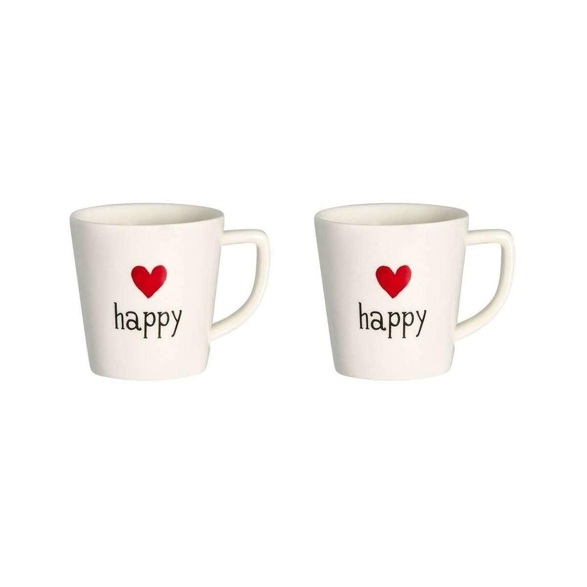 Immagine del prodotto Set 2 Tazzine Espresso in Ceramica Happy Cuore Rosso 5.5xh6 cm | Simple Day