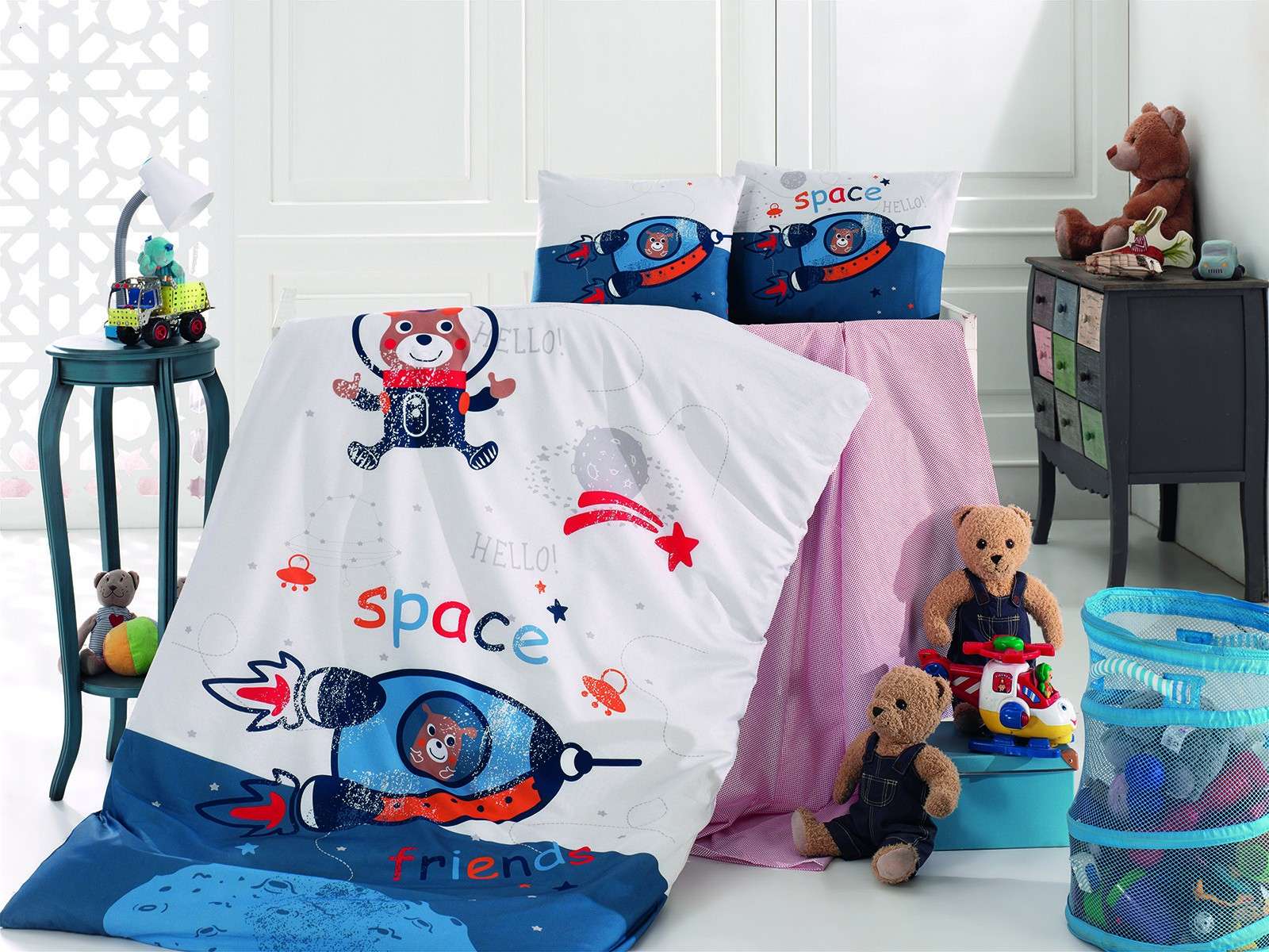 Immagine principale di Copripiumino Orsetto Spazio per Lettino in Puro Cotone 100% | Daunex