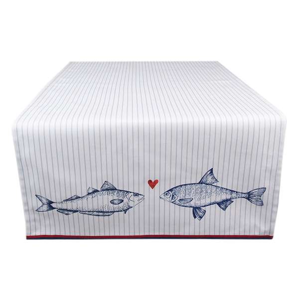 Immagine principale di Runner Tavolo in Cotone Mare a Righe 50x140 cm | Clayre & Eef