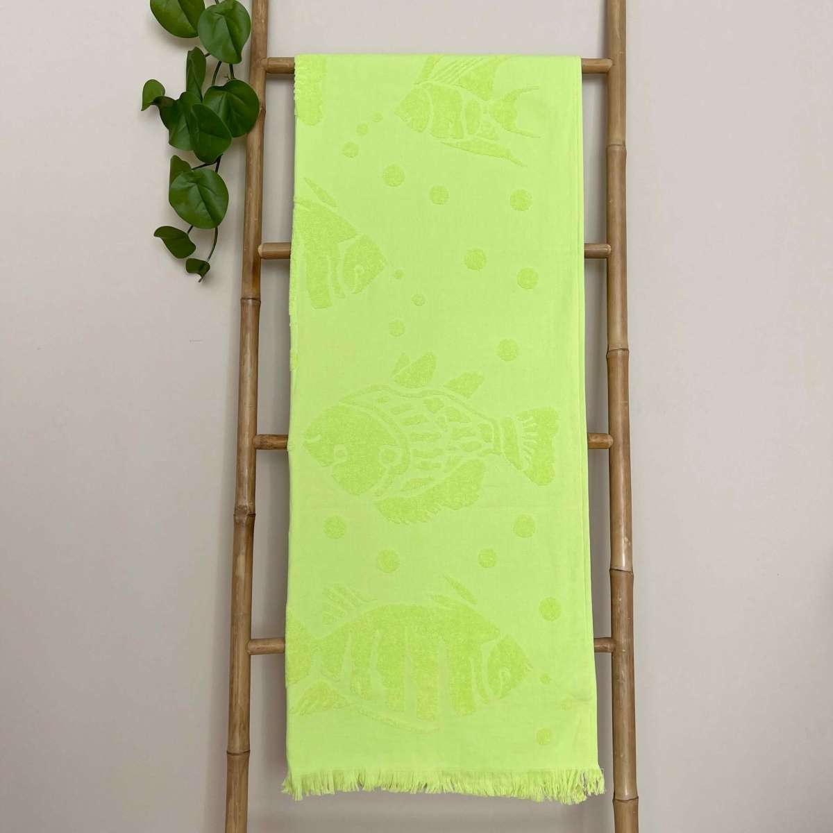 Immagine variante Verde - Telo Mare Pesciolini con Frange 90x160cm in 100% Cotone (5 colori) | Pietro Zanetti Home