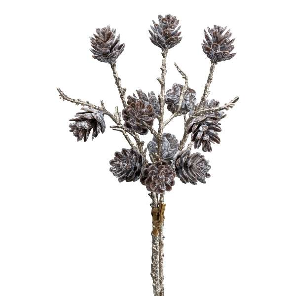 Immagine principale di Mazzo di Pigne innevate con ramo oro 30 cm (Piccolo) | Gasper since 1965