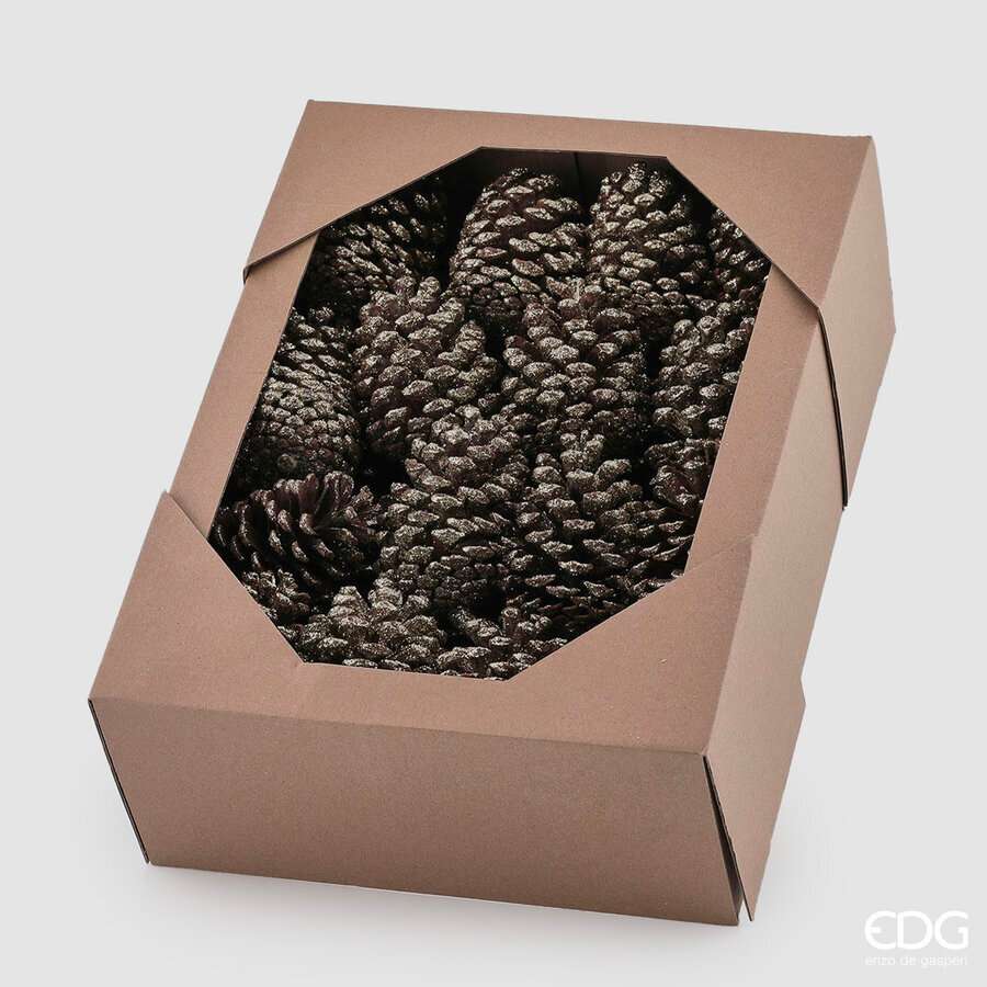 Immagine principale di Confezione di 4 Pigne Grandi decorative con dettagli brillantini oro | EDG Enzo De Gasperi