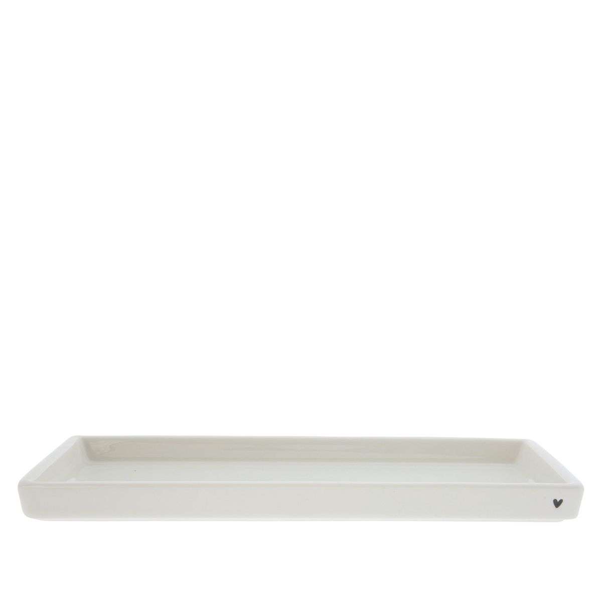 Immagine principale di Vassoio rettangolare in Ceramica Bianco Cuoricino 28,5x10,5x2cm | Bastion Collections