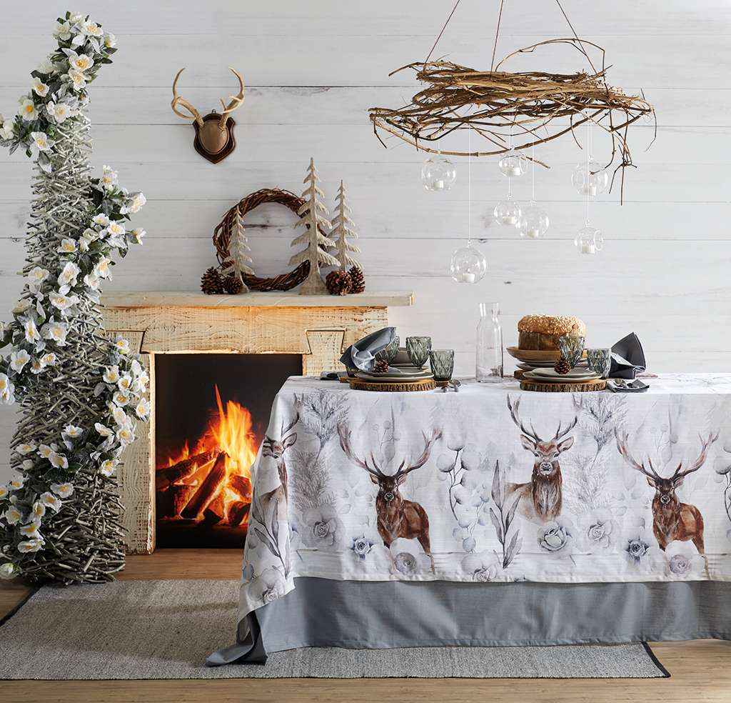 Immagine principale di Tovaglia Rettangolare Natalizia Stampa Digitale in Cotone Woods | Pietro Zanetti Home