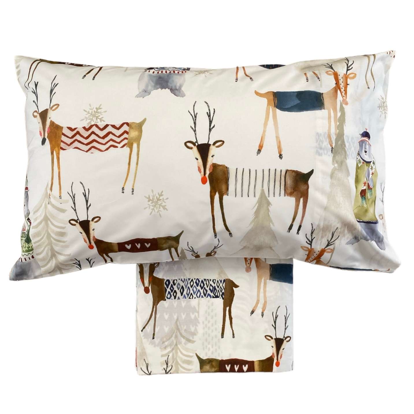 Immagine principale di Completo Letto Matrimoniale Polar Renne in Percalle di Cotone | Tessitura Toscana Telerie