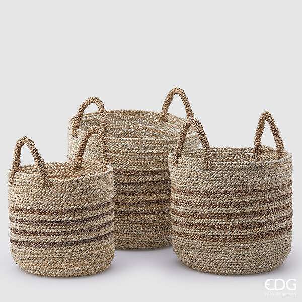 Immagine principale di Cesta Righe Rotonda con Manico - 3 Misure | EDG Enzo De Gasperi