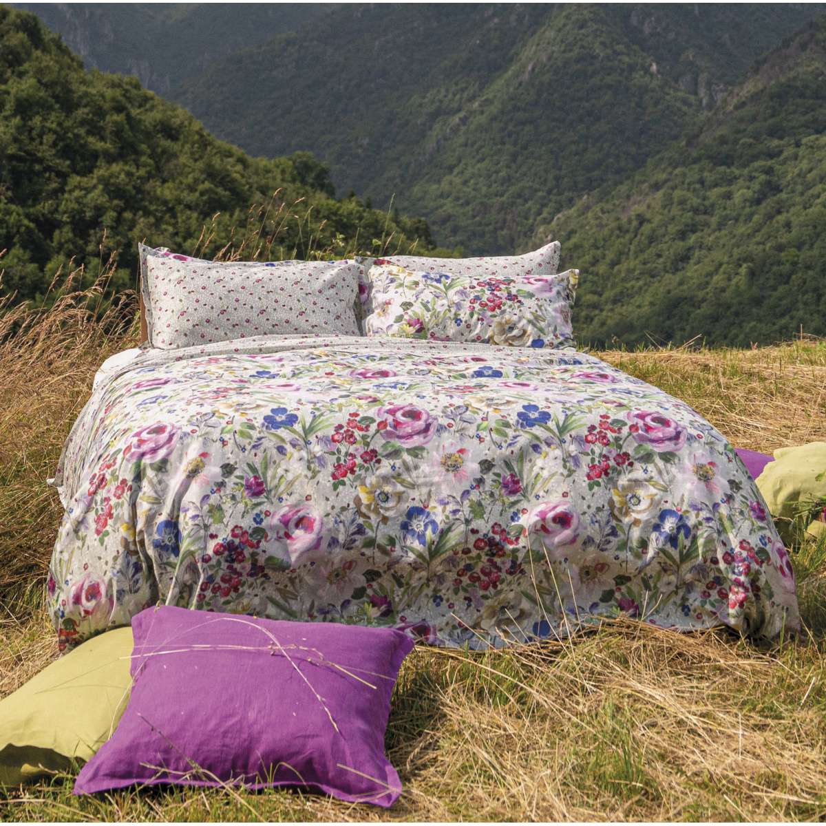 Immagine del prodotto Completo Letto Matrimoniale Grace Fiore Grande in Raso di Cotone | Tessitura Toscana Telerie