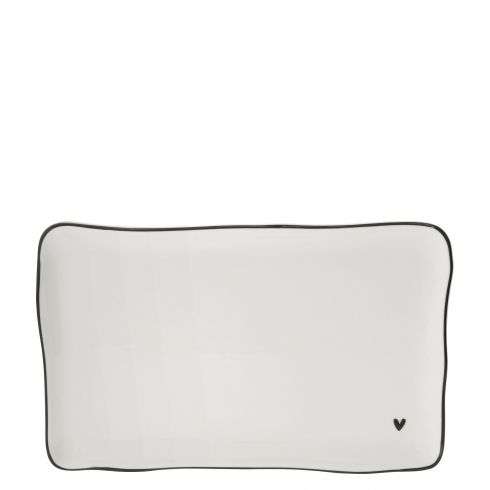 Immagine principale di Piatto Sushi Bianco con Cuore e Bordo Nero | Bastion Collections