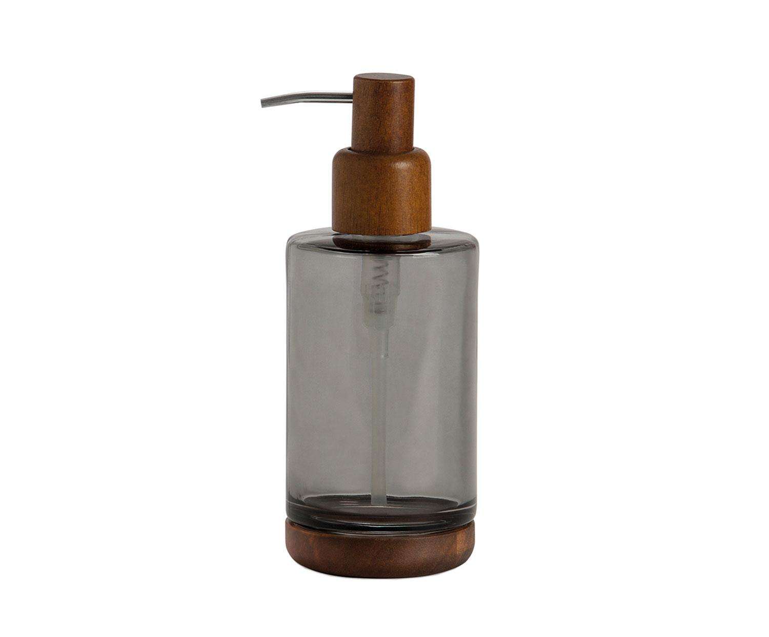 Immagine principale di Dispenser Sapone in Vetro Grigio e Acacia | A. House