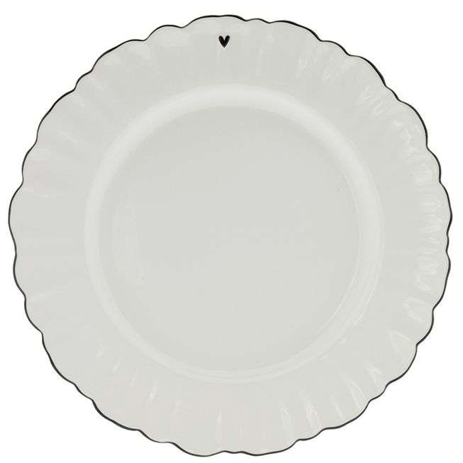 Immagine principale di Piatto Rotondo Balza bordo Nero con Cuoricino in Gres Porcellanato | Bastion Collections