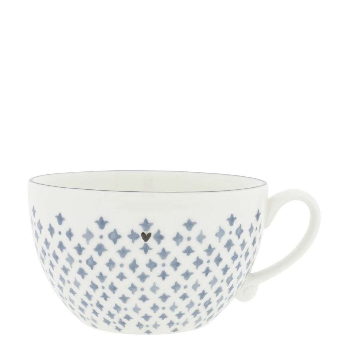 Immagine del prodotto Scodella con manico in Ceramica Bianca con Cuoricino e Iris Blu | Bastion Collections