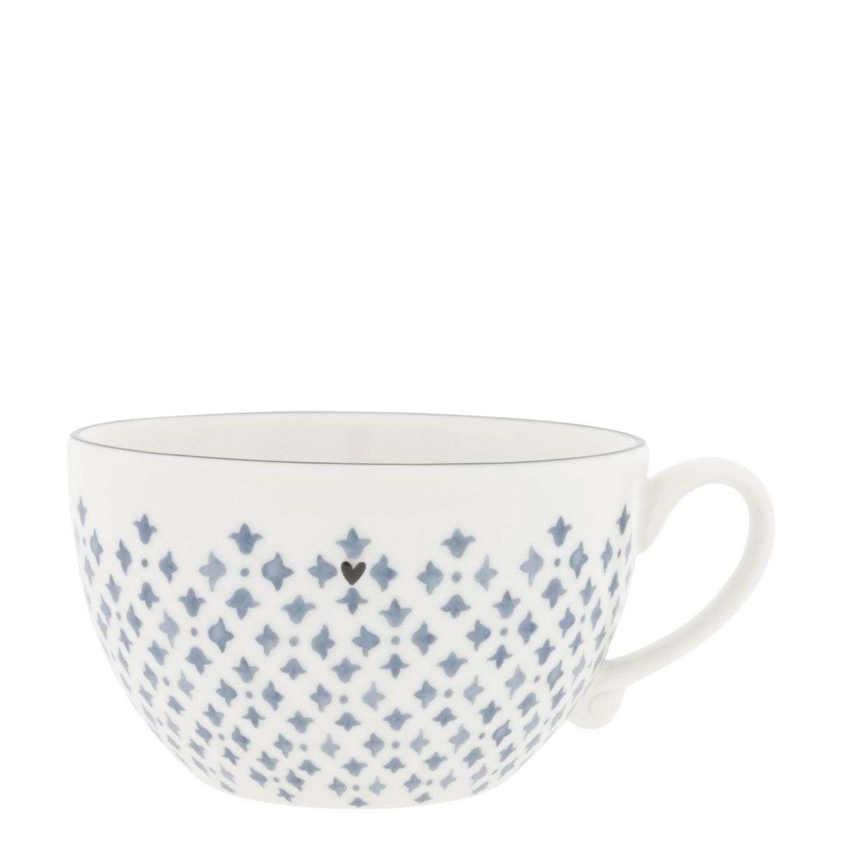 Immagine principale di Scodella con manico in Ceramica Bianca con Cuoricino e Iris Blu | Bastion Collections