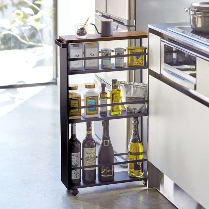 Immagine principale di Trolley Tower Slim con impugnatura Nero | Yamazaki