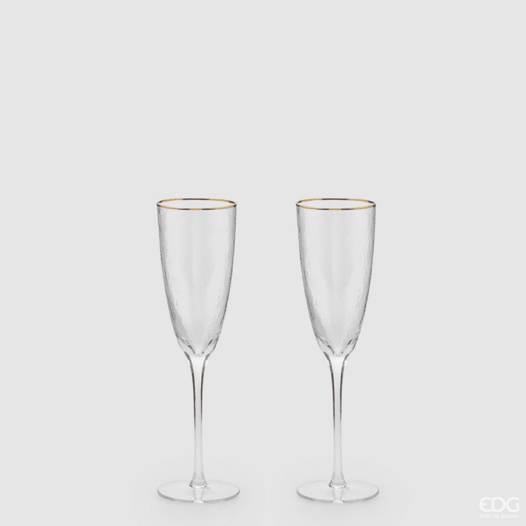 Immagine principale di Set 2 Calici in Vetro Flute Goldrim 260ml | EDG Enzo De Gasperi