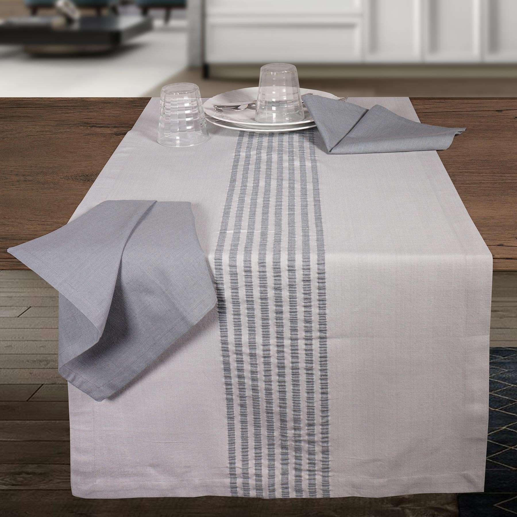 Immagine principale di Runner con 2 Tovaglioli Ingrid 100% Cotone Tinto in Filo - 4 Colori | Cavalieri Spa