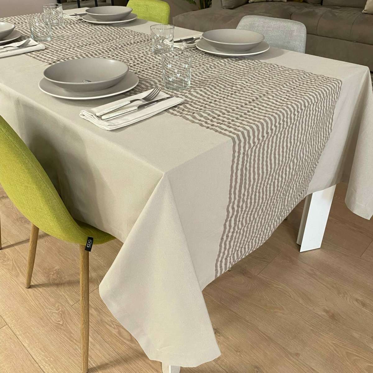 Immagine del prodotto Tovaglia Quadrata Ingrid Naturale 140X140 cm 100% Cotone Tinto in Filo | Cavalieri Spa