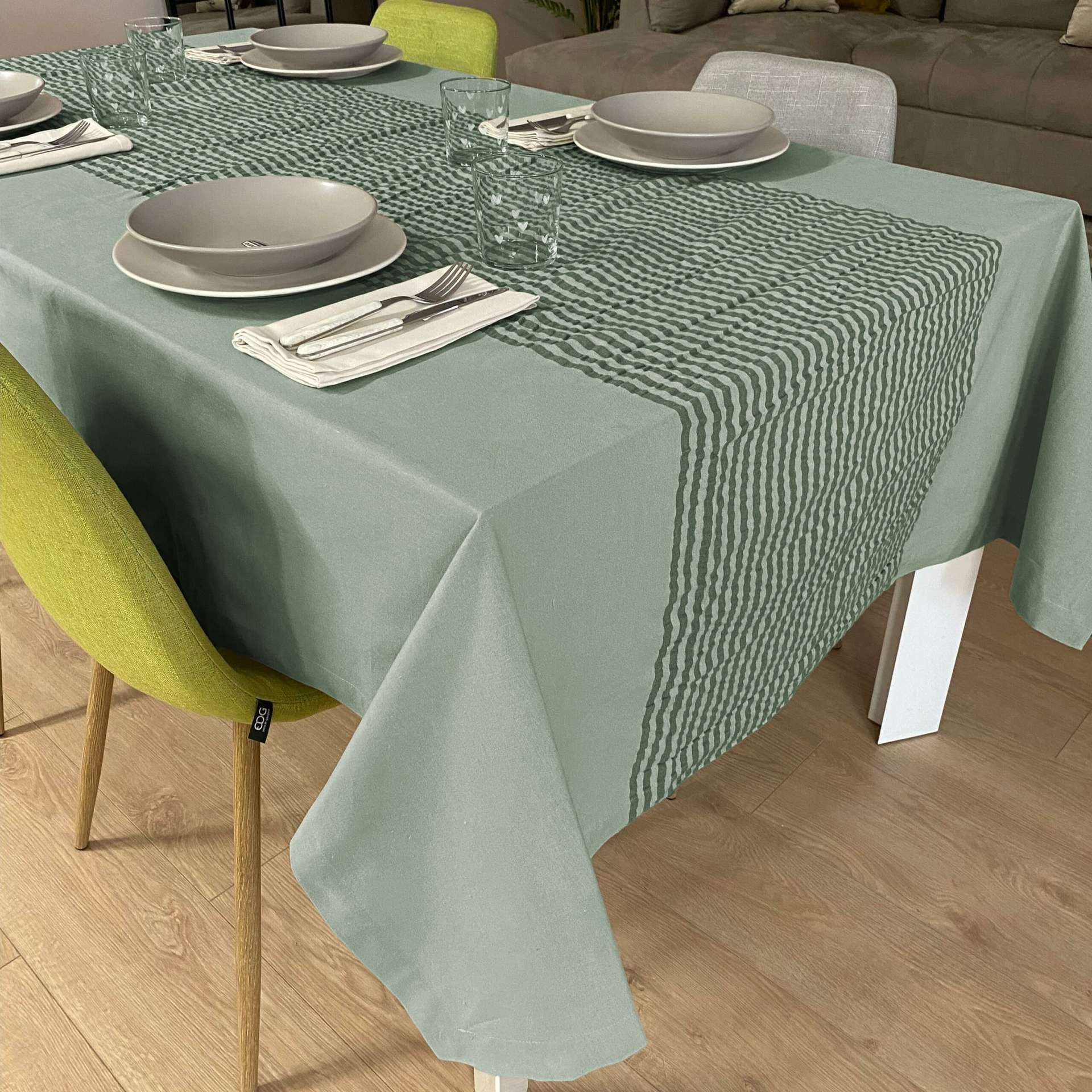 Immagine principale di Tovaglia Quadrata Ingrid Salvia 140X140 cm 100% Cotone Tinto in Filo | Cavalieri Spa