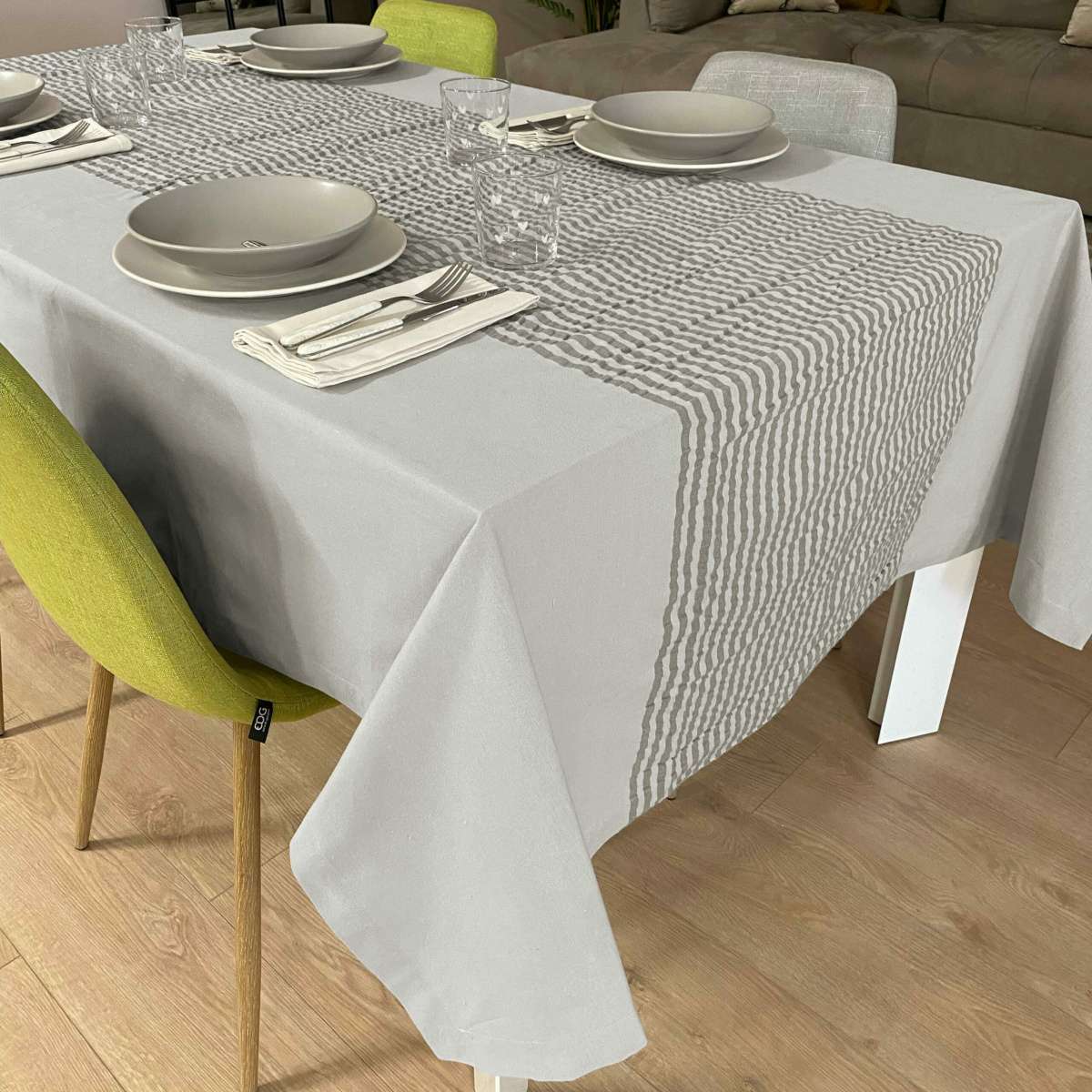 Immagine del prodotto Tovaglia Rettangolare Ingrid Grigio 100% Cotone Tinto in Filo - 3 Misure | Cavalieri Spa