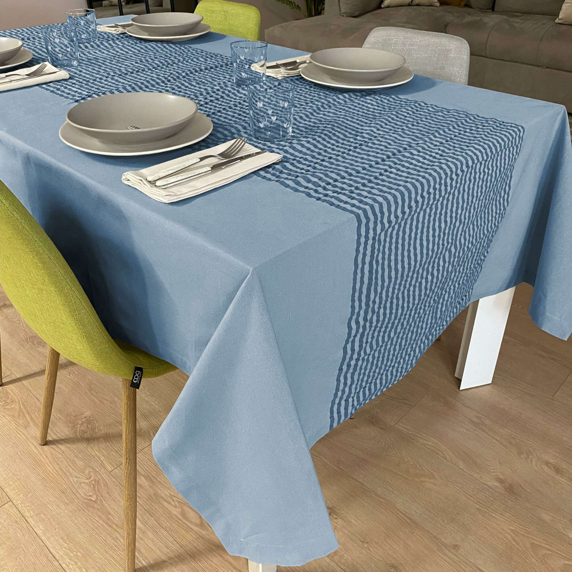 Immagine principale di Tovaglia Quadrata Ingrid Denim140X140 cm 100% Cotone Tinto in Filo | Cavalieri Spa