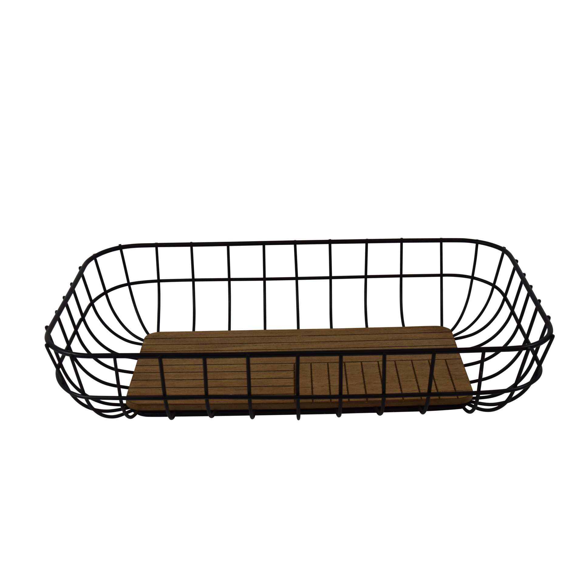 Immagine principale di Cestino in Metallo Nero Classic con base in MDF 21,5x37,5x h9 cm | Concord Home & Interior