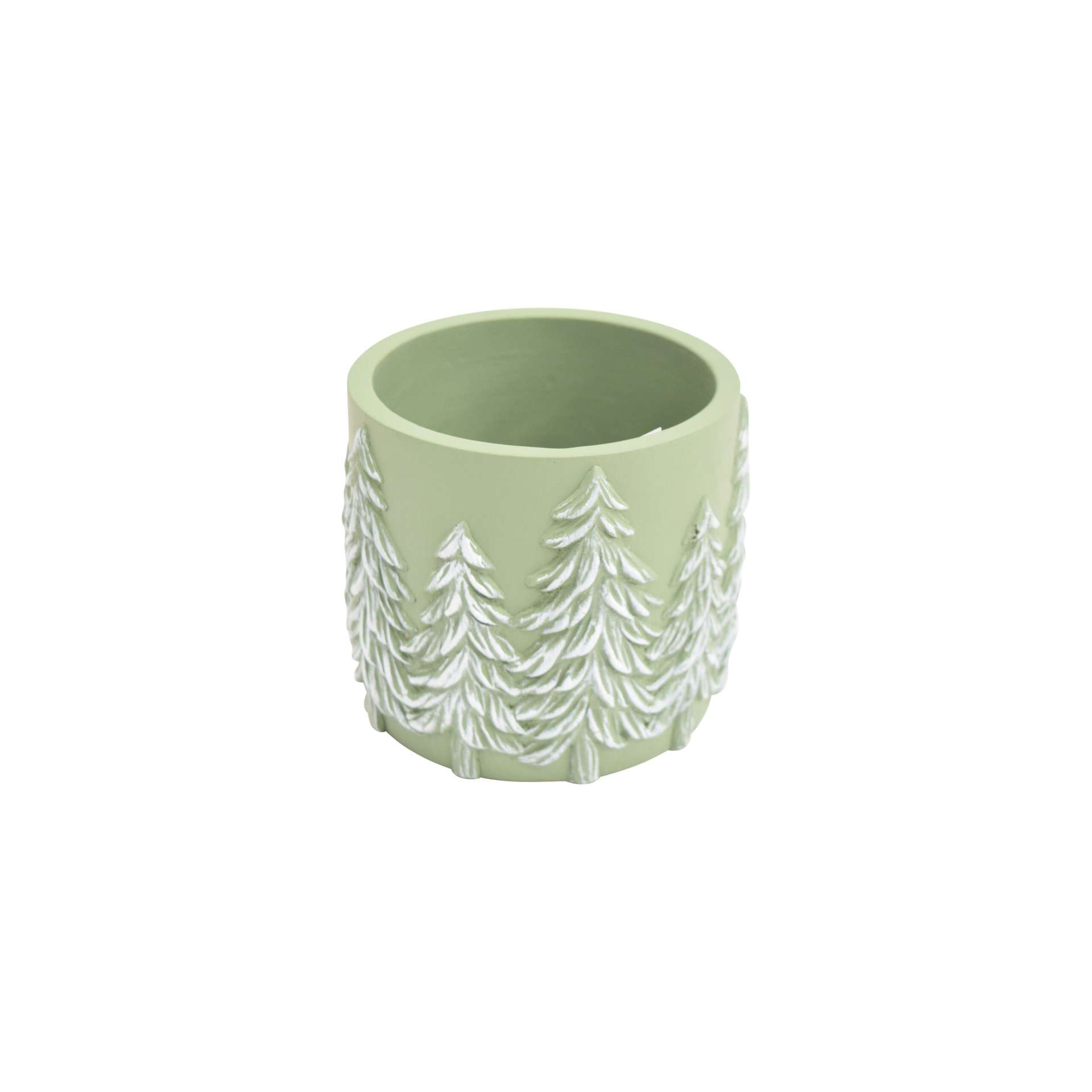 Immagine principale di Vaso Rotondo Disegno Abeti in Rilievo Magia Invernale Verde e Bianco (2 Mis | Concord Home & Interior