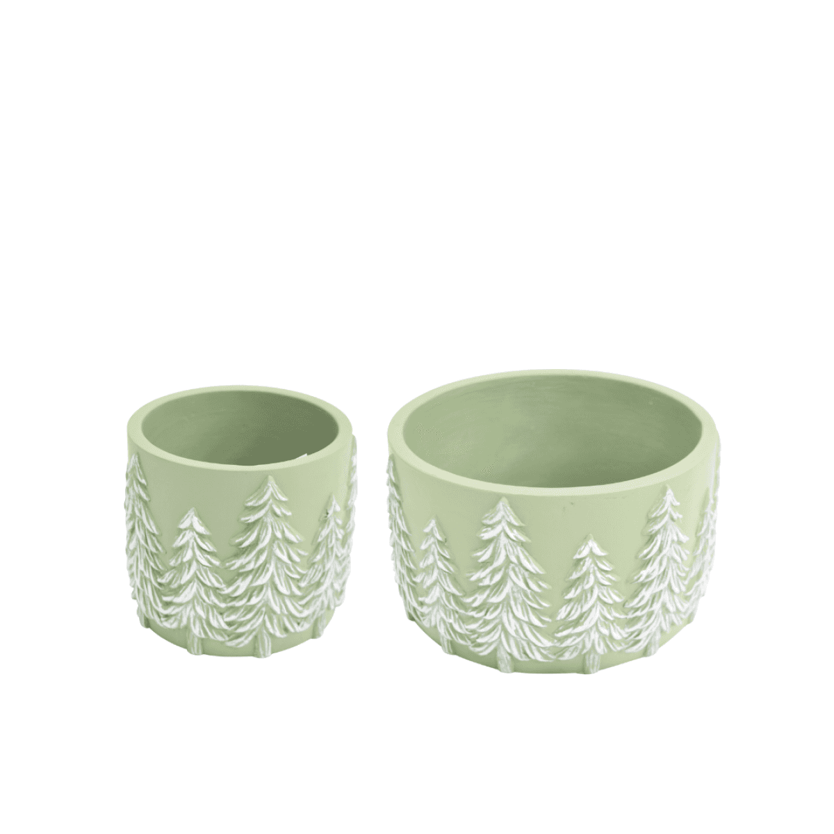 Immagine del prodotto Vaso Rotondo Disegno Abeti in Rilievo Magia Invernale Verde e Bianco (2 Mis | Concord Home & Interior