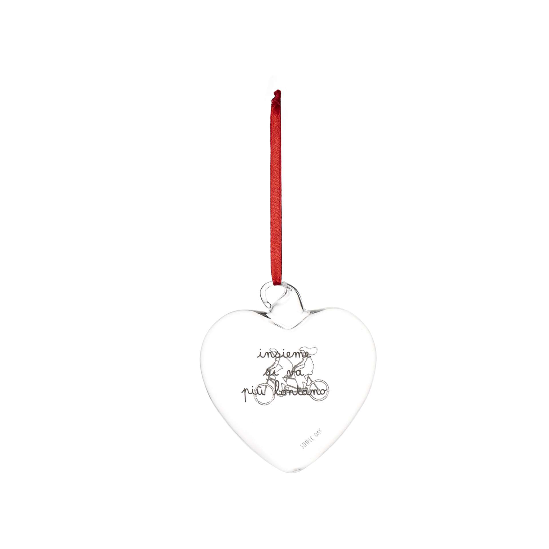 Immagine principale di Pallina in Vetro a Forma di Cuore Noi Due Tandem  11 cm | Simple Day