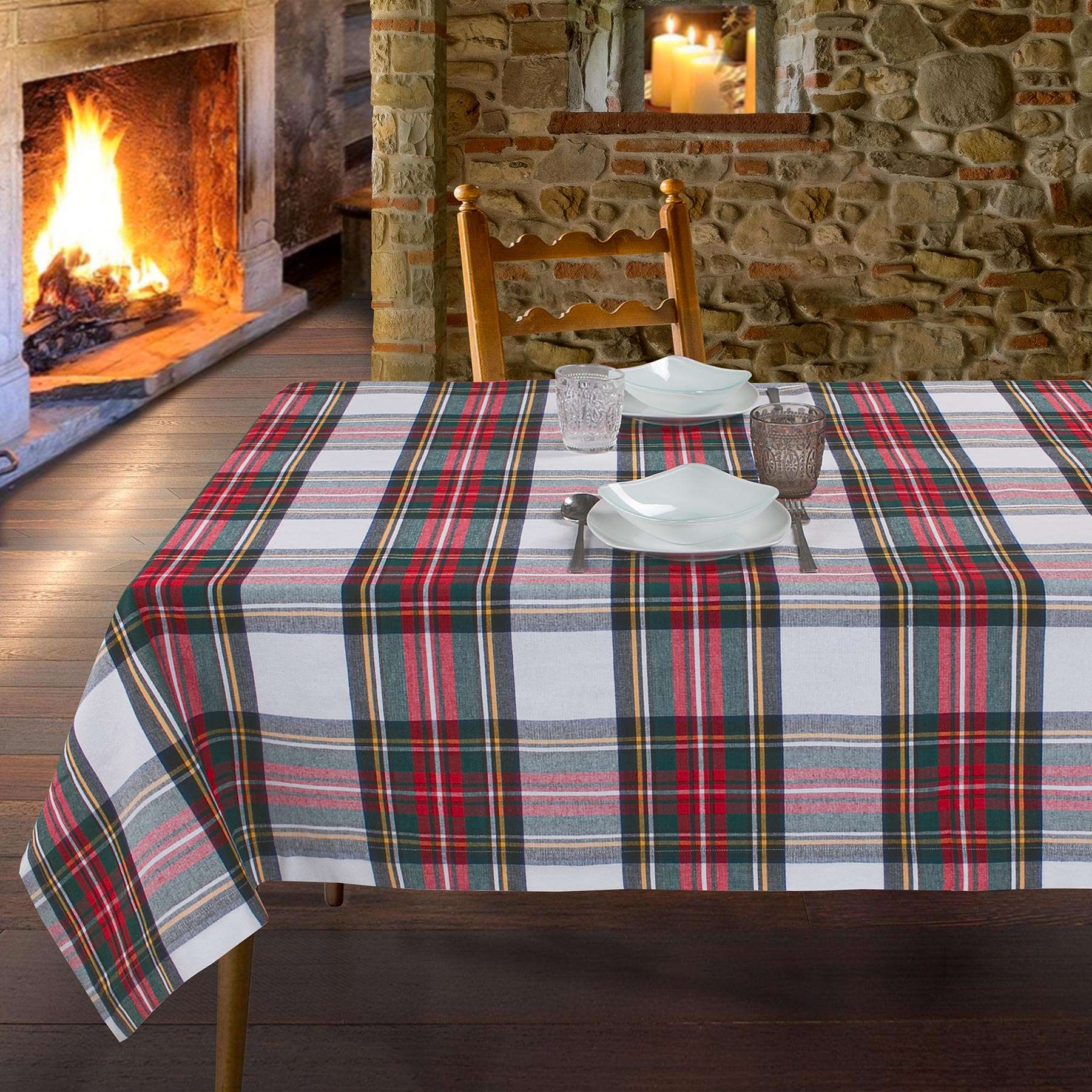 Immagine principale di Tovaglia Quadrata Clan Bianco 140X140 cm 100% Cotone | Cavalieri Spa