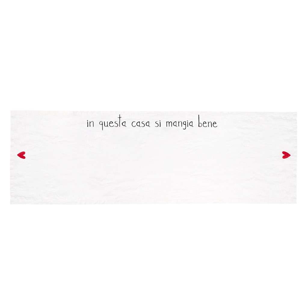 Immagine principale di Runner Tavolo in Lino In Questa Casa Si Mangia Bene No Stiro 50x160 cm | Simple Day