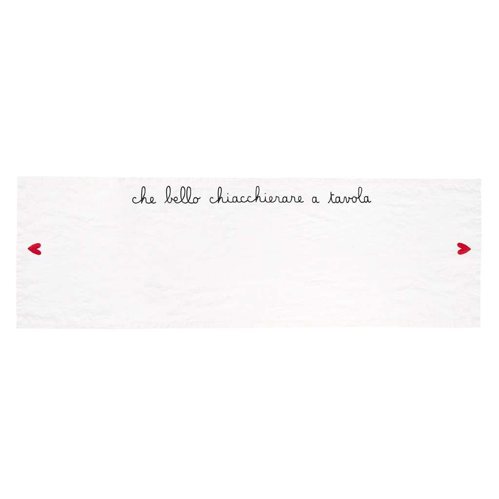 Immagine principale di Runner Tavolo in Lino Che Bello Chiacchierare a Tavola No Stiro 50x160 cm | Simple Day