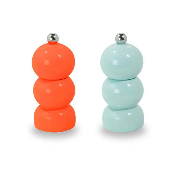 Immagine principale di Set Macinasale e Macinapepe Corallo e Celeste in Legno Ø5 x h 11,5cm | WD Lifestyle