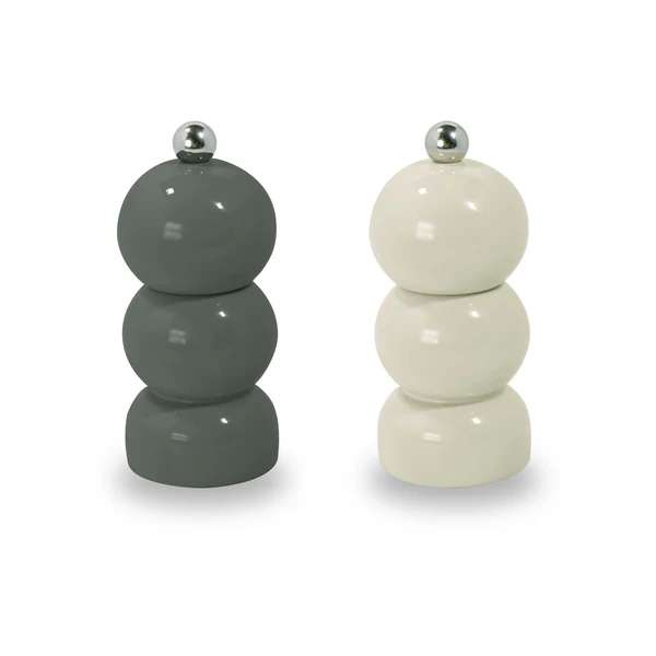 Immagine principale di Set Macinasale e Macinapepe Crema e Antracite in Legno Ø5 x h 11,5cm | WD Lifestyle