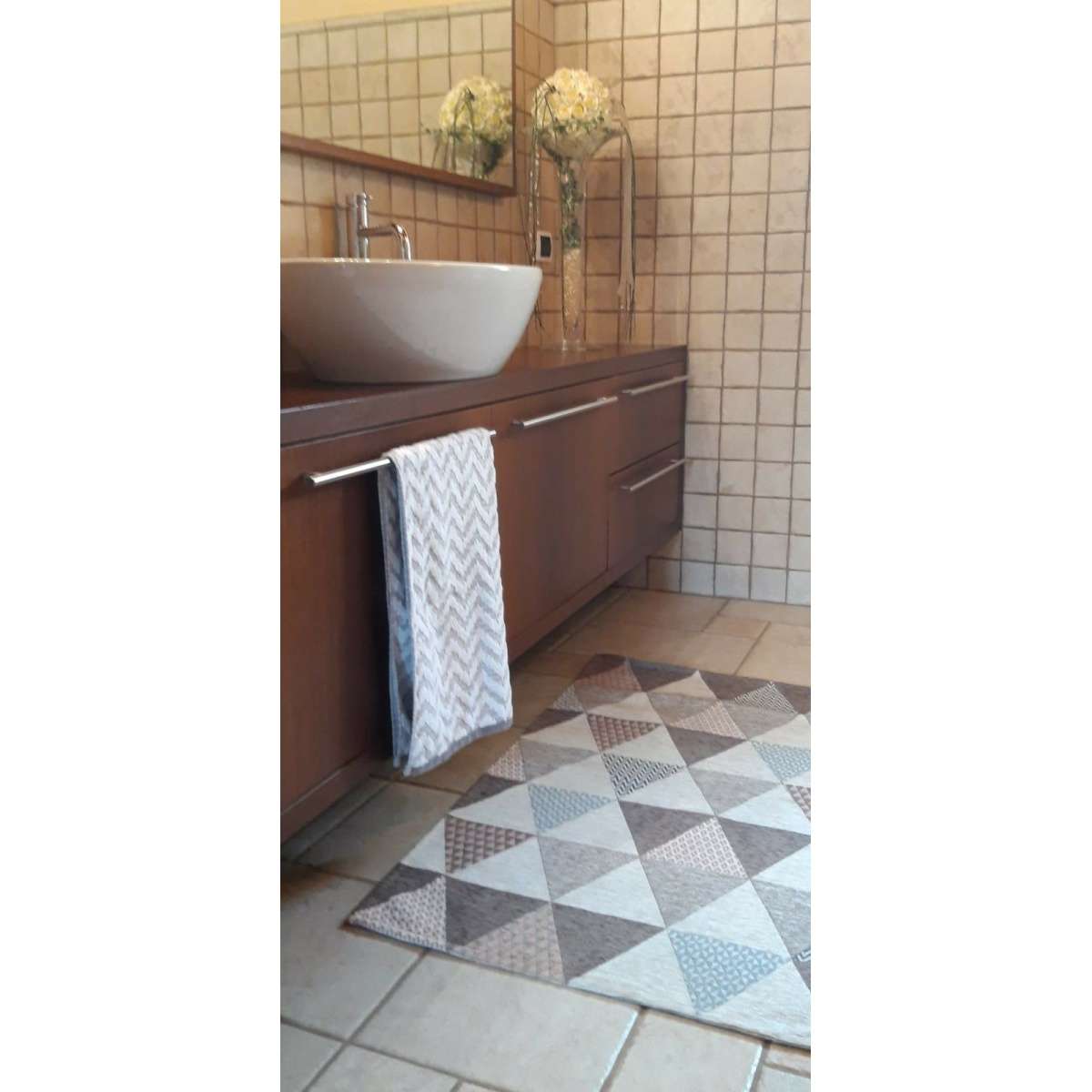 Immagine variante 115x175 cm - Tappeto Triangoli Cammello Antiscivolo e Lavabile in Lavatrice | Pietro Zanetti Home